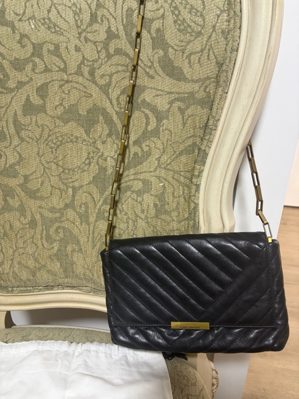 Isabel Marant Black Quilted Leather Crossbody with Gold Chain - Picture 5 of 7